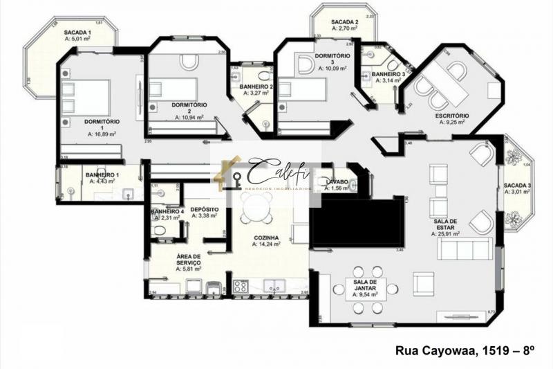 Apartamento com 4 quartos, 170m², à venda em São Paulo, Sumaré - Calefi Imóveis